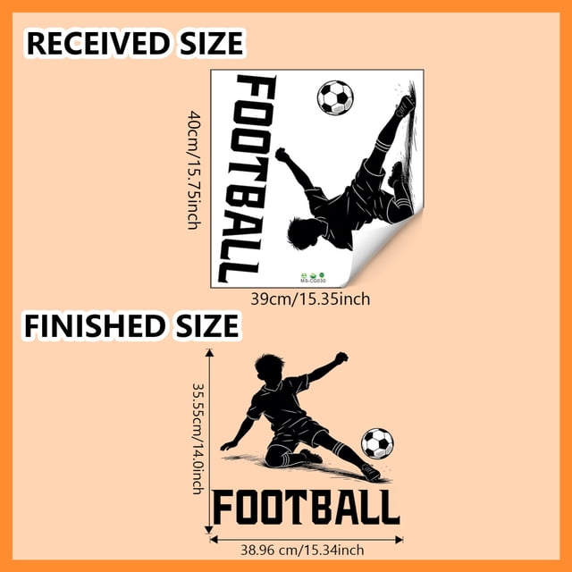 Wall Stickers for Bedroom Living Room Hand-Drawn Football Player Design Home Decoration 1 Pack