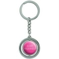 thumbnail image 1 of Just Married Flower Pink Spinning Round Metal Key Chain Keychain Ring, 1 of 1
