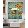 thumbnail image 2 of Vintage Sunflower Kitchen Curtains Swag Valance and Tier Curtains Set 24 Inch Length, Teal Retro Summer Botanical Floral Rod Pocket Drape Panels Pair Swag Curtains for Bathroom/Cafe/Window, 2 of 6