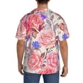 thumbnail image 7 of PAYOHTO Romantic Roses Butterfly Mens Hawaiian Casual Short-sleeved Shirt Tropical Summer Beach Button Down Shirts, 7 of 7