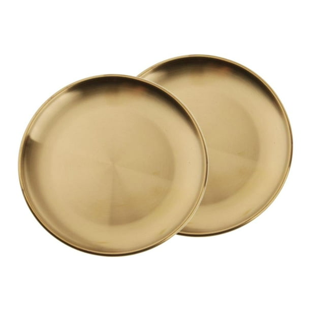 Paquete De 2 Placas Gruesas de material acero Inoxidable, 5.5 Pulgadas, Dorado