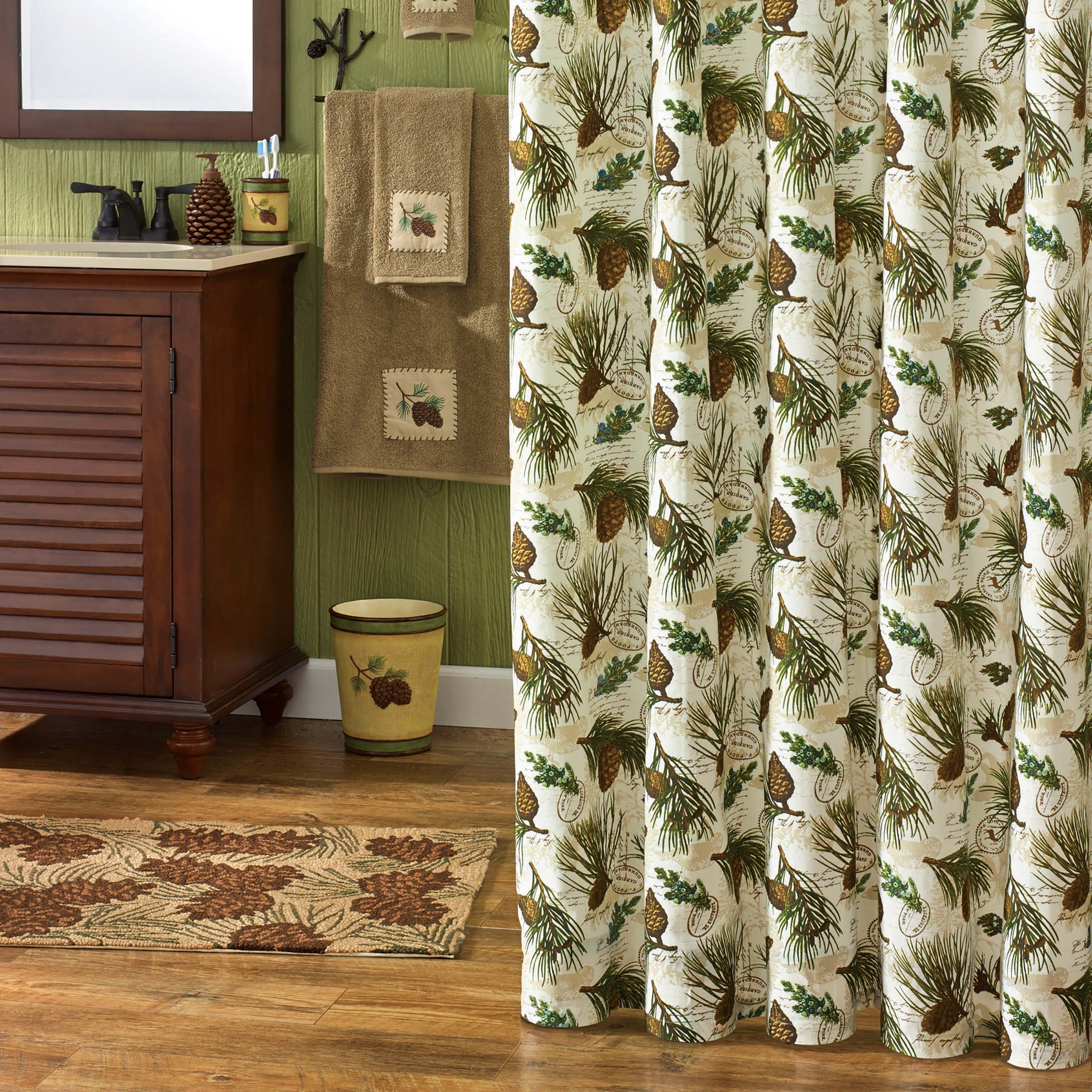 Park Designs Walk In The Woods Pinecone Shower Curtain 72"Sq