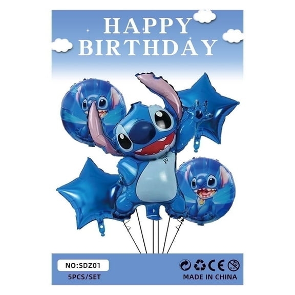 Experiment626 Foil Balloons 5PCS Set with String - Cartoon Birthday Party Decorations for Kids and Adults, Theme Celebration Supplies