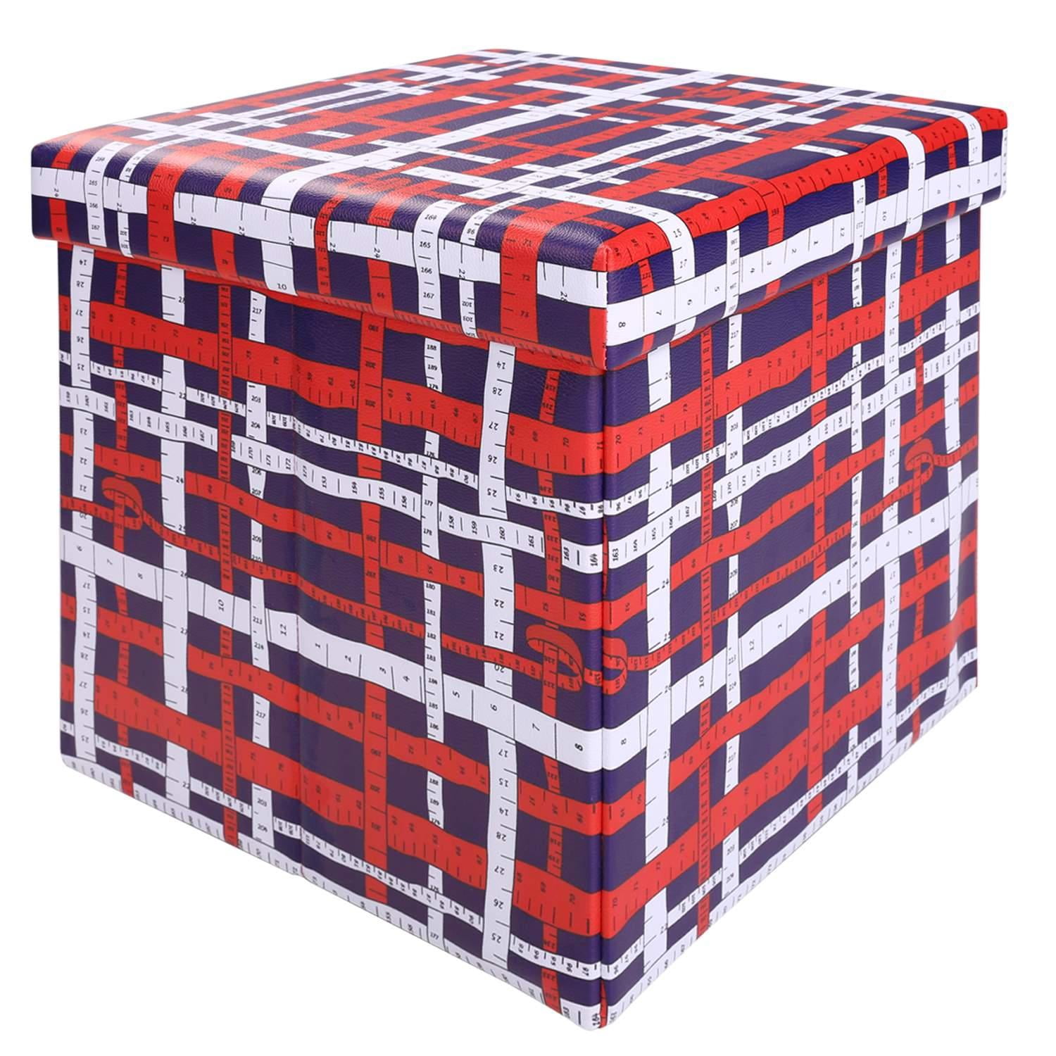 Folding Storage Ottoman Cube Foot Rest Stool Seat PVC Leather 37 x 37 x ...