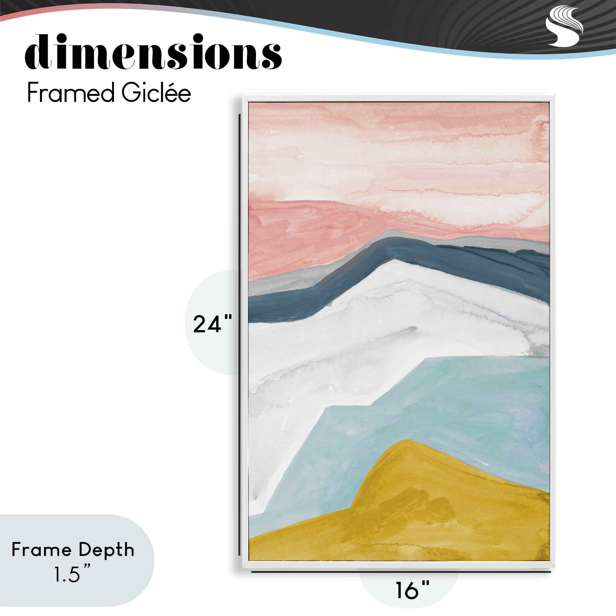 Stupell Industries Pastel Geometric Mountains White Framed Giclee Art, design by B. Danelle