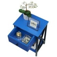 thumbnail image 3 of VECELO Nightstand with Drawer and Storage Shelf, X-Design, Dark Blue, 3 of 8