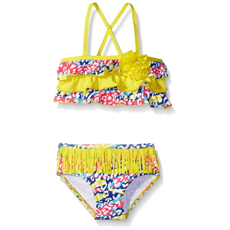 Pink Platinum Girls' Bikini Swimsuit with Fringe