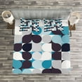 thumbnail image 3 of Ambesonne Abstract Quilted Bedspread Set 3 Pcs, Retro Circles Squares, King Size, Brown Grey Teal White, 3 of 3