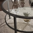 thumbnail image 6 of Maklaine Transitional Round Glass Top Coffee Table in Black, 6 of 8