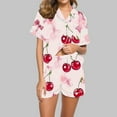 thumbnail image 2 of Women Valentines Day Pajamas Set Short Sleeve Button Shirt and Shorts Matching Sets 2 Piece Loungewear Womens Pajama Sets Sale, 2 of 6
