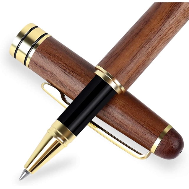 Luxury Walnut Ballpoint Pen Writing Set - Elegant Fancy Nice Gift Pen Set for Signature Executive Business Office Supplies - Gift Boxed with Extra Refills (Black) Ofspeizc WRST-331