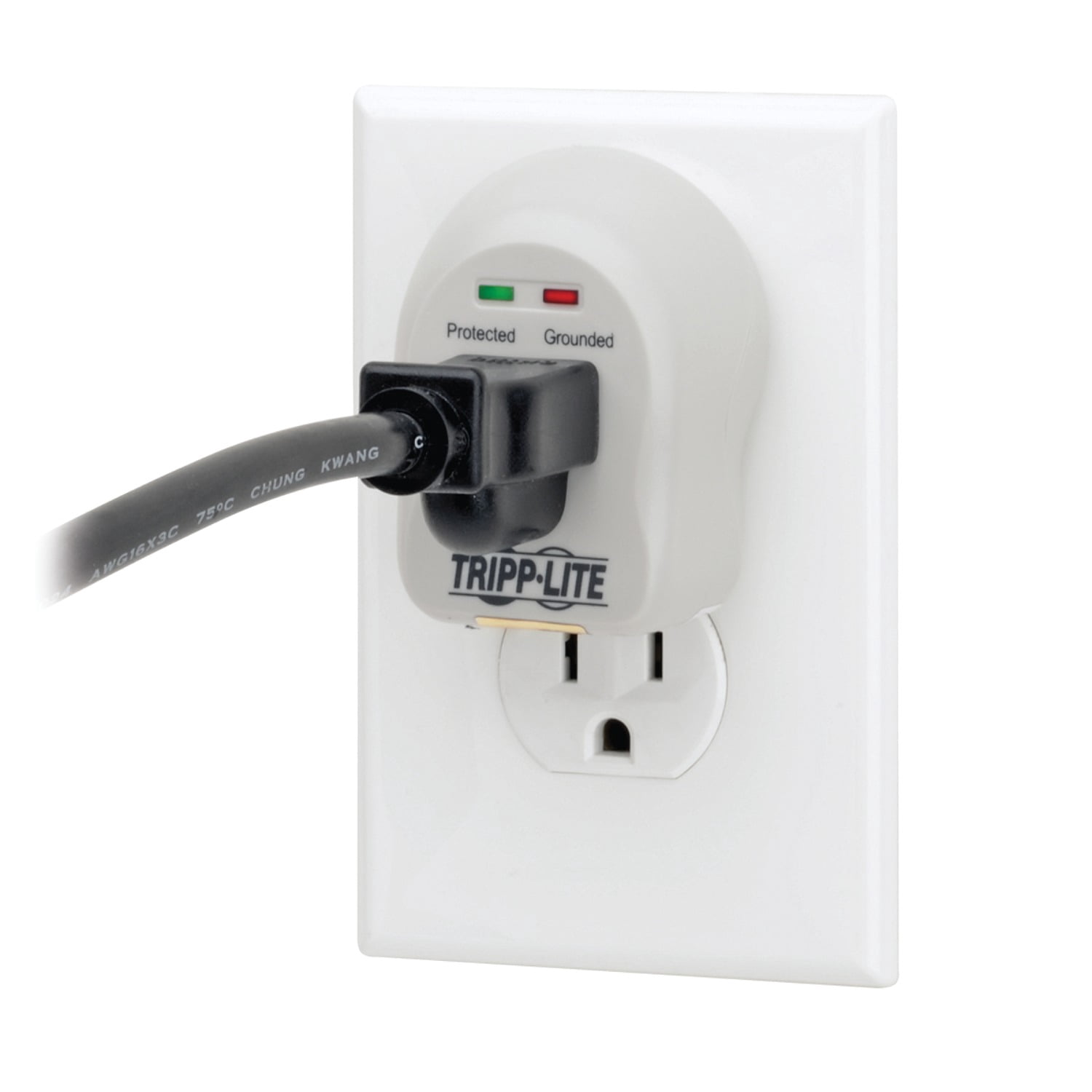 SpikeCube 600-Joules Personal Surge Protector Wall Tap, 1 Outlet, Light Gray, SPIKECUBEPT