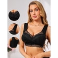 thumbnail image 3 of DARING DIVA Women's Plunge Lace Wireless Push Up Full Coverage Bra M Black, 3 of 6