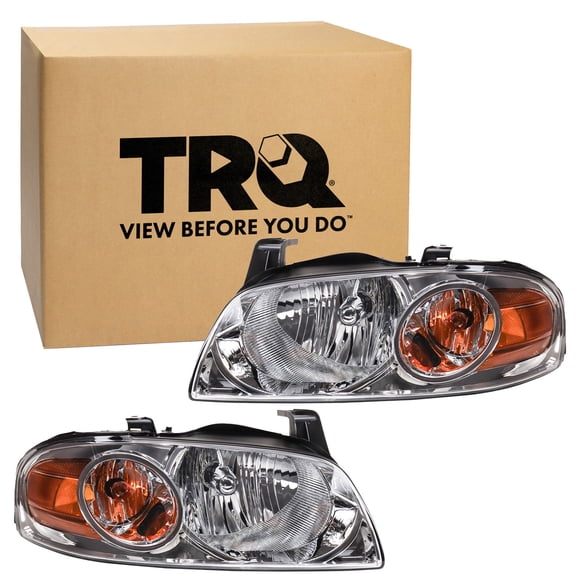 TRQ Headlight Assembly Set NI2502151 NI2503151 Fits 2004-2006 Nissan Sentra