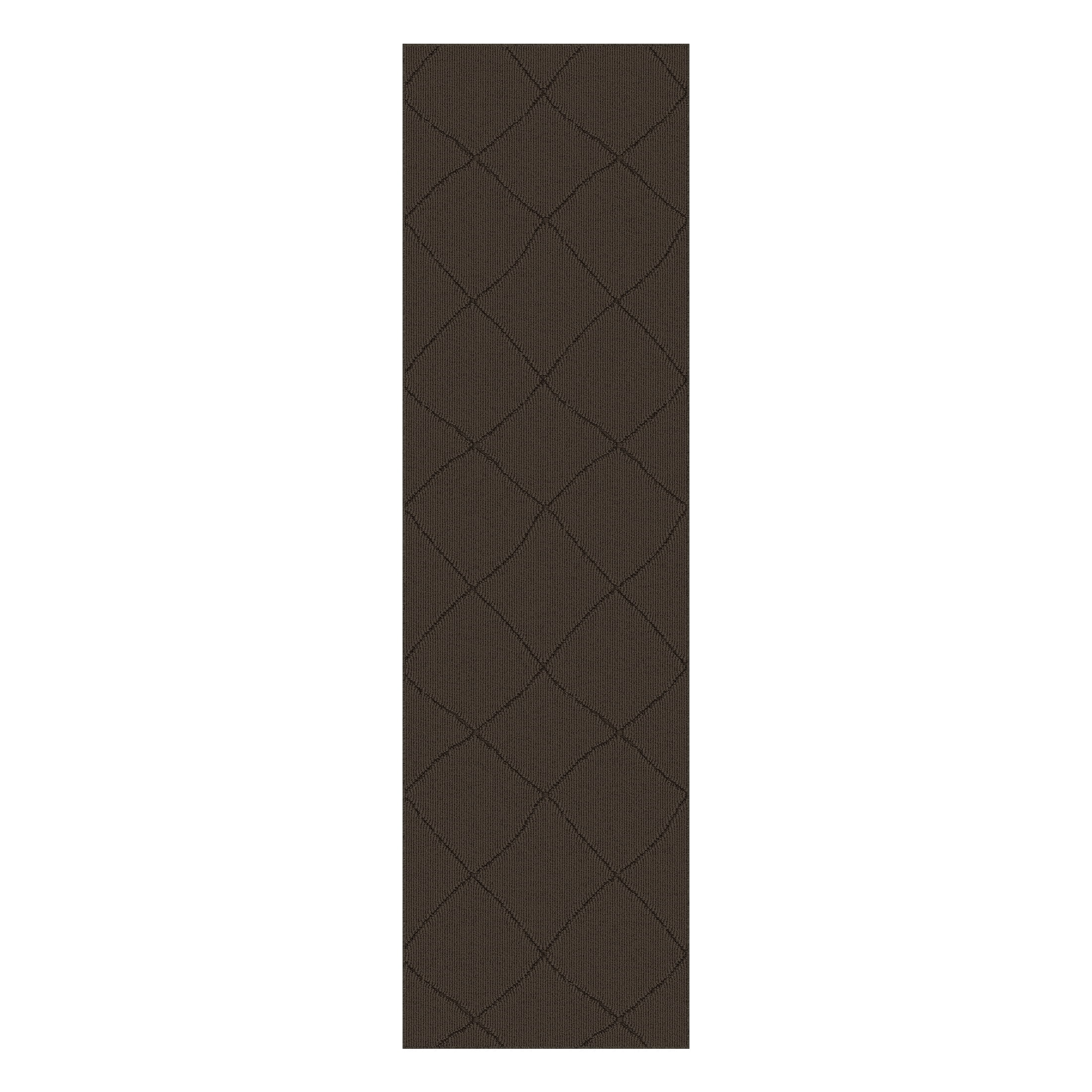 Mainstays Indoor Modern Geometric Machine Tufted Dark Brown Runner Rug,  2' x 7', Machine Washable, Non-Skid Backing