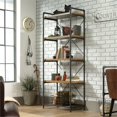 thumbnail image 2 of Sauder Iron City Engineered Wood/Metal 5 Shelf Bookcase in Checked Oak/Black, 2 of 12