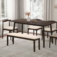thumbnail image 5 of Gymax Set of 2 Dining Bench Upholstered Fabric Entryway Bench w/Padded Seat Kitchen, 5 of 9