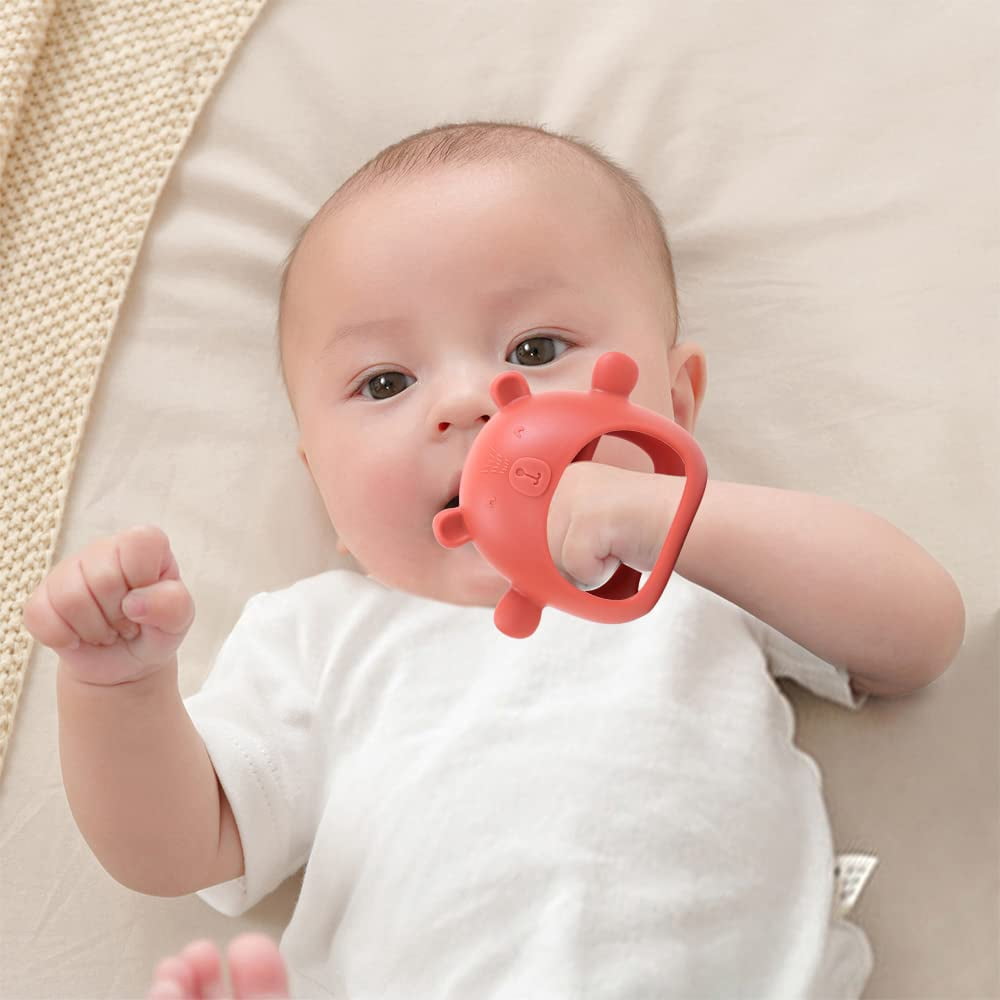 Baby Teething Toys, Silicone Baby Teether Toy for Infants 3+ Months, Never Drop Silicone Baby Mitten Teether for Soothing Teething Pain Relief, Baby Chew Toys for Sucking Needs, BPA Free