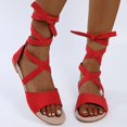 thumbnail image 2 of Zapatos romanos de punta abierta estilo hada de verano, zapatos casuales playeros, sandalias con cordones para mujer, 2 of 5
