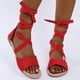 thumbnail image 2 of Zapatos romanos de punta abierta estilo hada de verano, zapatos casuales playeros, sandalias con cordones para mujer, 2 of 5
