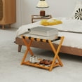 thumbnail image 2 of Costway Folding Luggage Racks Set of 2 with Storage Shelf & 5 Nylon Straps Luggage Holder, 2 of 10