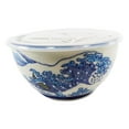 thumbnail image 2 of Ebros Set of 2 Ceramic Blue Hokusai Great Wave Portion Meal Bowls 3 Cups W/ Lid, 2 of 6
