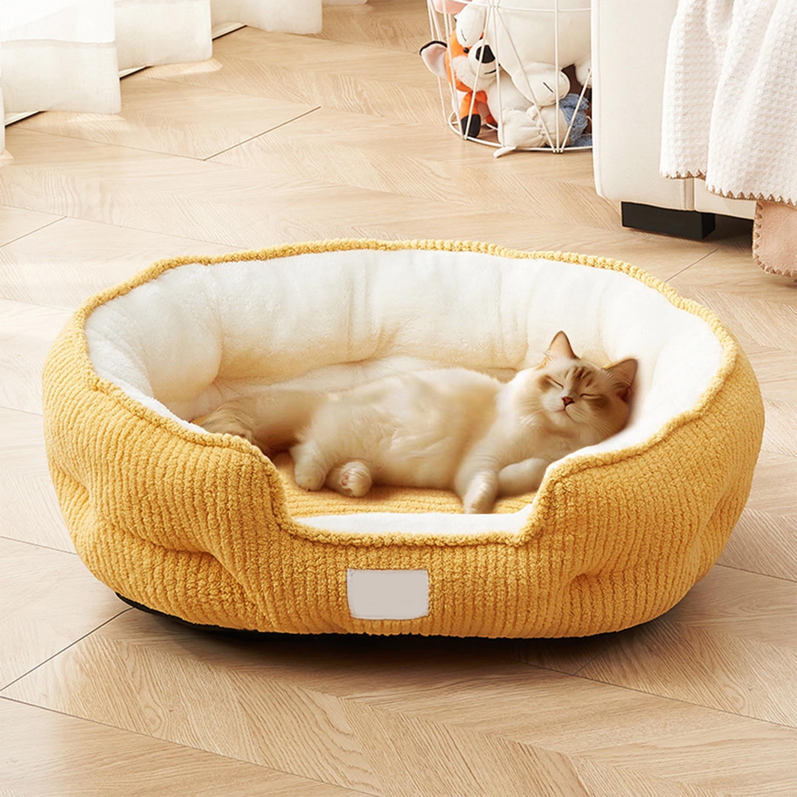 syligr Thick Warm Pet Bed for Cats Dogs Small Animals All Season Soft Plush Cushion Anti-Slip Bottom Washable Cover Cozy Sleeping Pad for Indoor Use Multiple Colors and Patterns