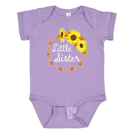 

Inktastic Little Sister Sunflower Wreath Gift Baby Boy or Baby Girl Bodysuit