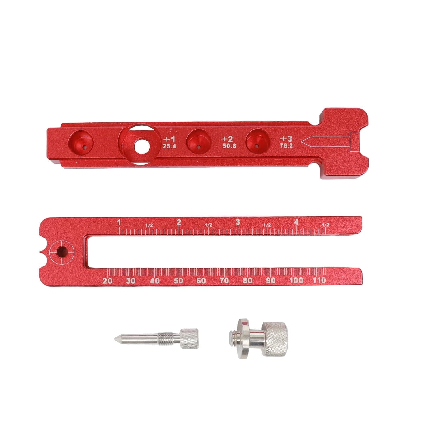 Red Aluminum Alloy Woodworking Compass, Adjustable 110mm/4.5 Inch Tool for Scribing and Drawing