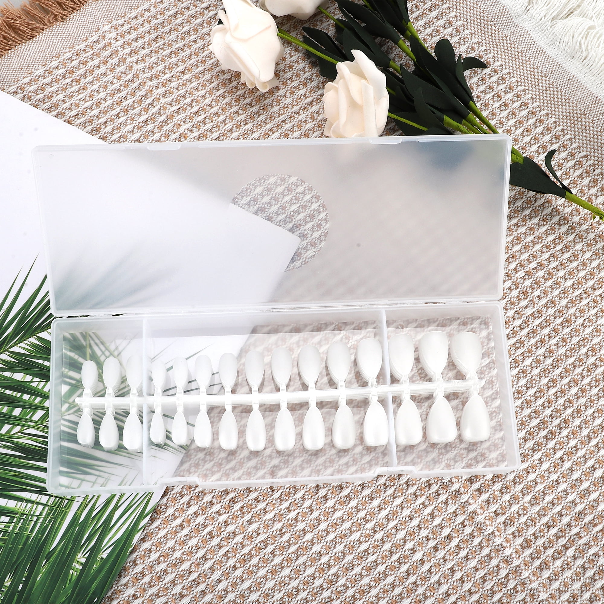 Unique Bargains Women's Matte Fake Nails Kit Clear 1 Set Short Almond