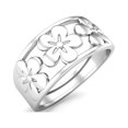thumbnail image 3 of 925 Sterling Silver Daisy Flower Wide band Valentines Day Gifts Ring Comfort Fit Victorian Band, 3 of 5