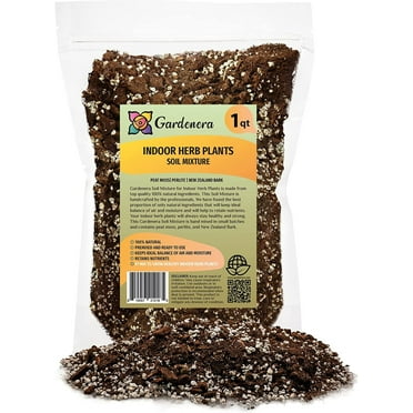 Gardenera Soil Mixture for Indoor Herb Planters - Specially Blended Soil Mixture for Planting and Growing Indoor Kitchen Herbs Indoors, Indoor Herb Garden, Herb Growing Soil Mixture - 1 Quart Bag