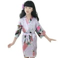 thumbnail image 2 of KYAIGUO Kids Girls Silky Robes Baby Floral Kimono Sleeping Gown Bath Robes for Spa Birthday Parties 1-13Y Toddler Satin Floral Kimono Bathrobe Kimono Sleepwear Bathrobe, 2 of 11
