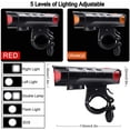 thumbnail image 4 of Solar Smart Bike Light, USB Rechargeable Bicycle Lights with 120 dB Bike Bell, 5 Lighting Modes 2 LEDs 350 Lumen Waterproof Headlight Front Lamp with 2000 Mah Battery, 4 of 8