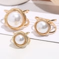 thumbnail image 2 of Silk Scarf Buckle Elegant Scarf Accessory Scarf Button with Faux Pearl Decor Polished Electroplated Hollow Out Flower Shape Luxury Exquisite Lightweight Stainless Scarf Ring, 2 of 5