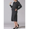 thumbnail image 3 of SUNSIOM Robe de Grossesse pour Femmes, Couleur Unie, Manches Longues, Capuche, Robe Midi Ample de Maternité, 3 of 8