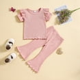 thumbnail image 2 of TAIAOJING Toddler Baby Girl Summer 2Pcs Outfit Set Short Sleeve Girls Solid Tops And Shorts 2PCS Outfits Clothes Set For Children Clothes 2-3 Years, 2 of 9