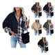 thumbnail image 4 of Camisas con botones para mujer, blusa a cuadros, blusa con hombros caídos y solapa para mujer, blusa a cuadros para mujer, resistente y duradera, 4 of 6