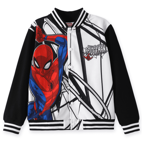 Marvel Spider-Man Boys Bomber Jackets Black Varsity Lightweight Sweatshirts Gift Fall Spring 4-5T