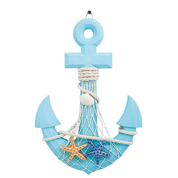 Esaierr Mediterranean Sea Style Nautical Wooden Anchor with Rope Nautical Beach Wood Anchor Wall Art Decor Door Hanging Ornament Beach Theme Home Decoration Wall Decoration Product