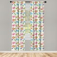 thumbnail image 3 of Ambesonne Cartoon Curtains, Birds Hearts Butterflies, Pair of 28"x84", Multicolor, 3 of 4