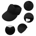 thumbnail image 7 of Gsakboxl Women UPF50+ Foldable Ponytail Sun Visor Cap, Ice Feel Lightweight Large Brim Empty Top Sports Hat for Outdoor Workout Hiking Cowboy Hat Black One Size, 7 of 7