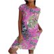 thumbnail image 2 of Puntoco Vestido Estampado De Manga Corta Con Cuello Redondo Suelto Para Mujer Con Bolsillos Vestido De Cuello Redondo De Manga Corta Rosa Rojo L,Regalos Para Mujer Joven, 2 of 8