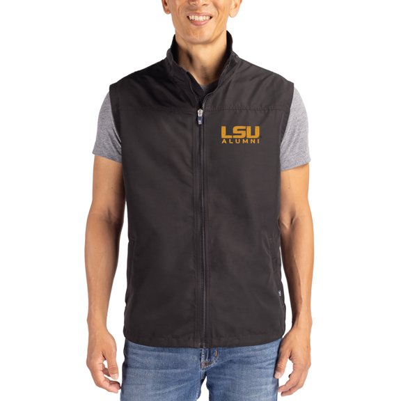 Men's Cutter & Buck Black LSU Tigers Charter Eco Recycled Full-Zip Vest