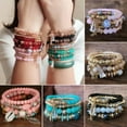 thumbnail image 4 of EOEMY Charm Boho Women Multi-Layer Stretch Beaded Natural Stone Tassel Bracelet Bangle-4Pcs Gray Beads, 4 of 9