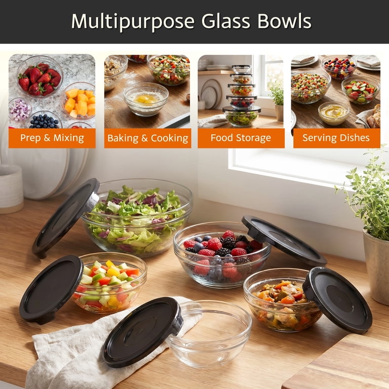 Glass Food Storage Containers with Snap Lids- 10 Piece Set by Chef