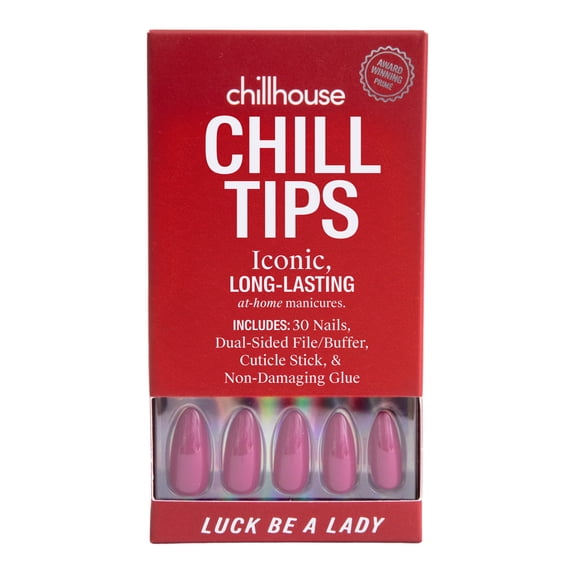 Chillhouse Chill Tips Press On Nails, Luck Be a Lady, Almond Style, 30 Count