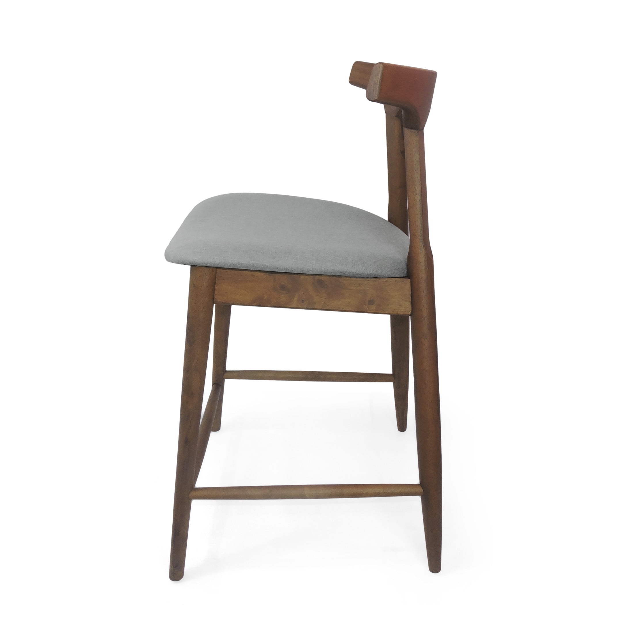 Christopher Knight Home Mid-century Armless Counter Stool Set of 2, Rubberwood Frame, Walnut+Light Gray