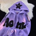 thumbnail image 3 of Sudadera con capucha y cremallera Y2K, estilo punk Harajuku, estilo retro americano, con estampado de estrellas de la calle, sudadera con cremallera, abrigo holgado y elegante para mujer, ropa de call, 3 of 5