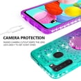 thumbnail image 5 of SOGA Phone Cover Compatible for Samsung Galaxy A21 Case Liquid Floating Quicksand Case with Diamond Ring Stand for Magnetic Car Mount and Lanyard - Purple on Teal, 5 of 5